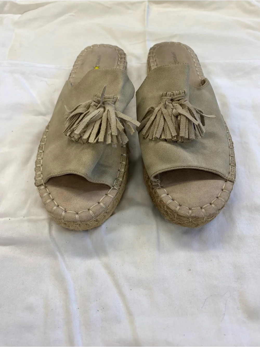 Seven Dials Cream Tassel Espadrille Slide